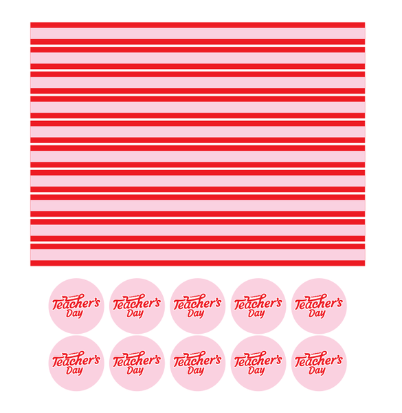 Decal Tem Dây Teacher Day 5cm Tầm 10 Tem Màu Đỏ