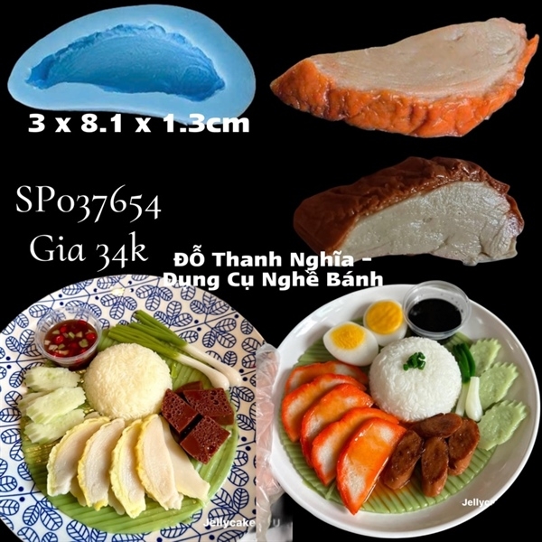 Khuôn Silicon - Món Ăn - Miếng Thịt - Oval 8.1cm