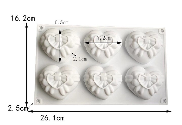 Khuôn Silicon - Trái Tim Kiểu - 6c 7.2cm x 6.5cm cao 2.1cm