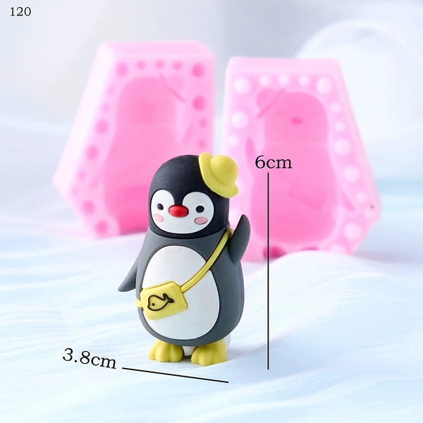 Khuôn Silicon - Động Vật - Chim Cánh Cụt 2 Mảnh Nón 6cm