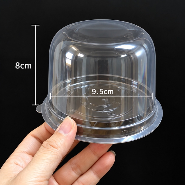 Hộp Nhựa - Tròn F057 - 10cm Cao 9cm - Đế Đen