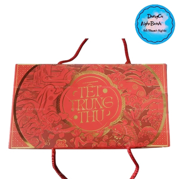 Hộp Giấy - Bánh Trung Thu Quai Xách - 2 Bánh - 2B02 Thấp 6cm