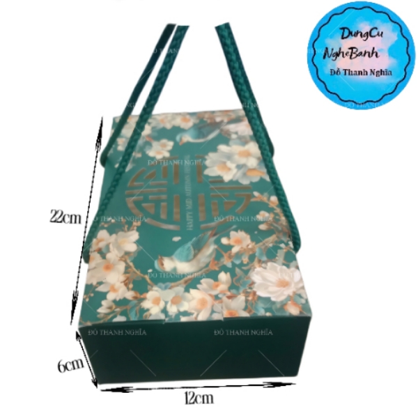 Hộp Giấy - Bánh Trung Thu Quai Xách - 2 Bánh - 2B03 Thấp 6cm