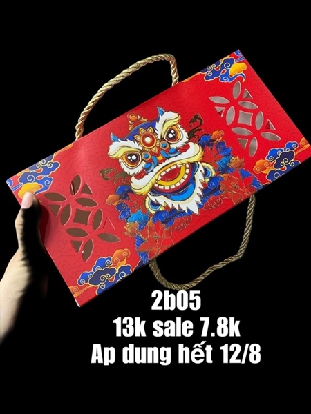 Hộp Giấy - Bánh Trung Thu Quai Xách - 2 Bánh - 2B05 Cao 7.5cm