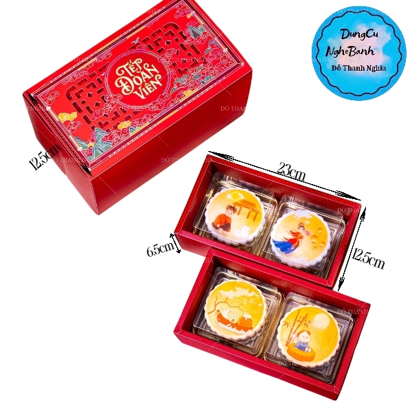 Hộp Giấy - Bánh Trung Thu Quai Xách - 4 Bánh - 4B01