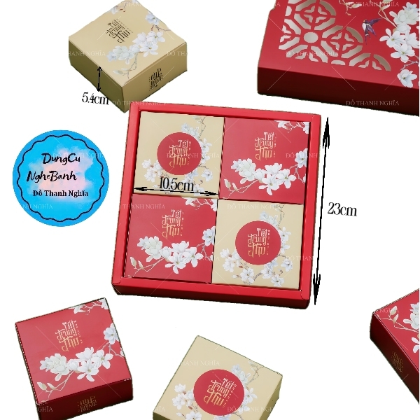 Hộp Giấy - Bánh Trung Thu Quai Xách - 4 Bánh - 4D05