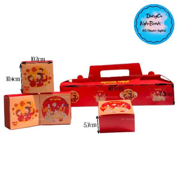 Hộp Giấy - Bánh Trung Thu Quai Xách - 4 Bánh - 4N03