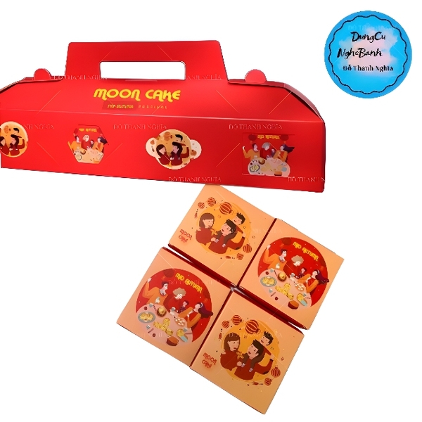 Hộp Giấy - Bánh Trung Thu Quai Xách - 4 Bánh - 4N03
