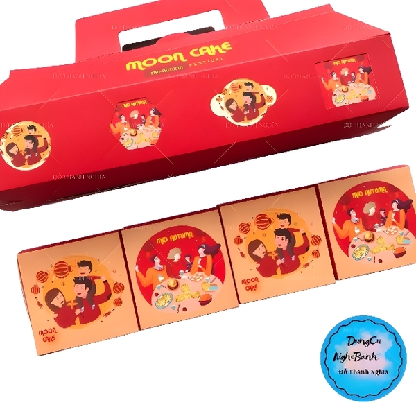 Hộp Giấy - Bánh Trung Thu Quai Xách - 4 Bánh - 4N03