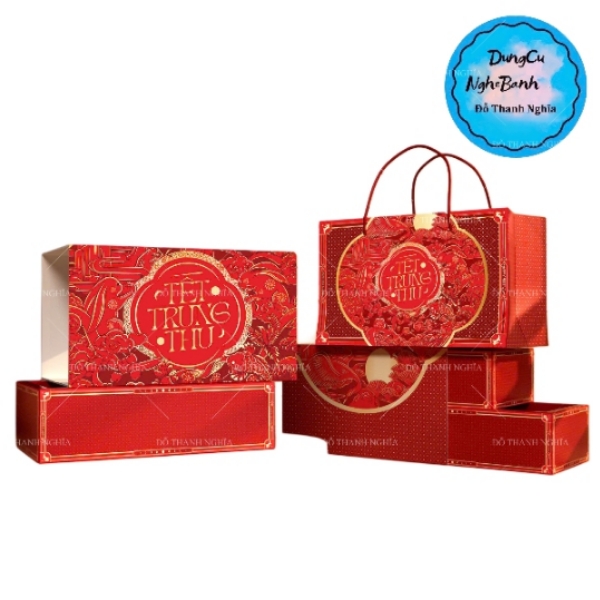 Hộp Giấy - Bánh Trung Thu Quai Xách - 4 Bánh - 4N07