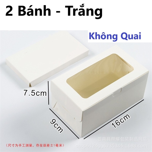 Hộp Giấy - Cup Cake - 2 Bánh - Màu Trắng