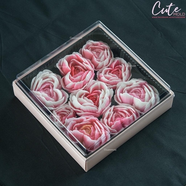 Hộp Giấy Vuông - Lót Nhựa 14.5cm cao 5.4cm - HỒNG