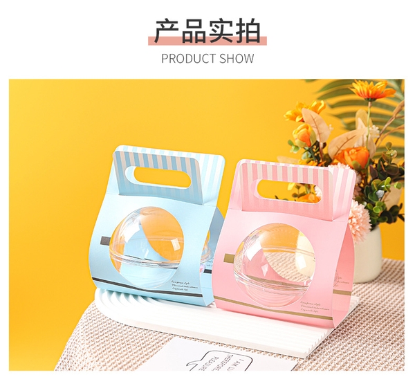 Hộp Nhựa - Cầu - Quai Xách Giấy - 13cm 390ml - XANH