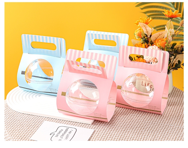 Hộp Nhựa - Cầu - Quai Xách Giấy - 13cm 390ml - XANH