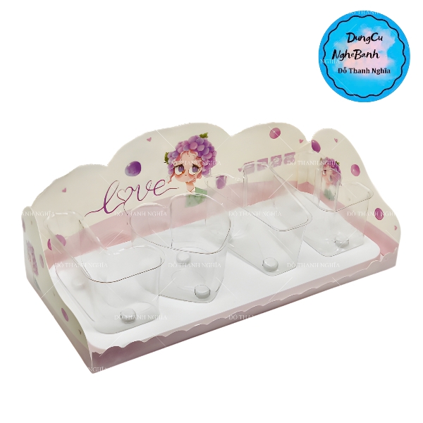 Hộp Nhựa - Chữ Nhật Chữ LOVE - Đế Trắng