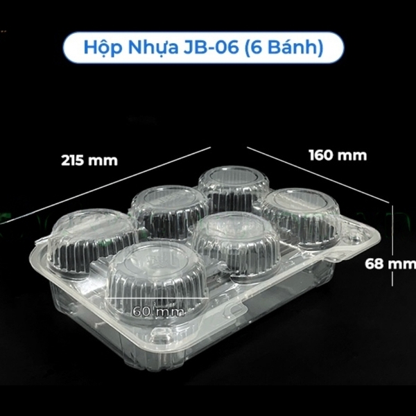 Hộp Nhựa - Chữ Nhật Nắp Gập JB06 - 6 Ngăn 6x6cm