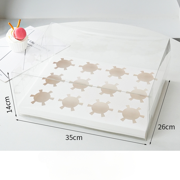 Hộp Nhựa - Cup Cake Gấp - 12 Bánh