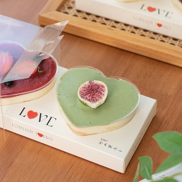 Hộp Nhựa - Mika Chữ Nhật - Hộp 2 Ly Tim Quai Rời - 10cm Cao 4.7cm