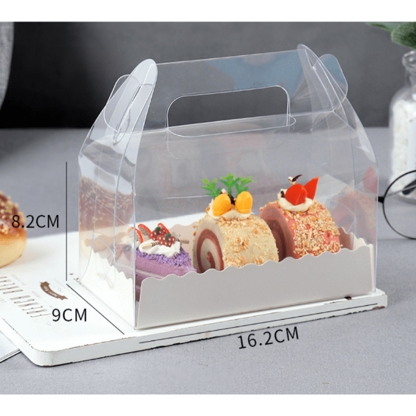 Hộp Nhựa Mika - Chữ Nhật Quai Xách Đế Giấy - 16x9.5cm Cao 9cm