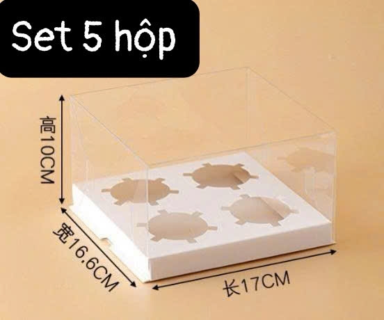 Hộp Nhựa - Cup Cake Gấp - 4 Bánh