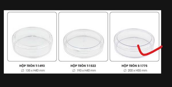 Hộp Nhựa Mika - Tròn 20x5.5cm - Cứng Giòn - 1200ml