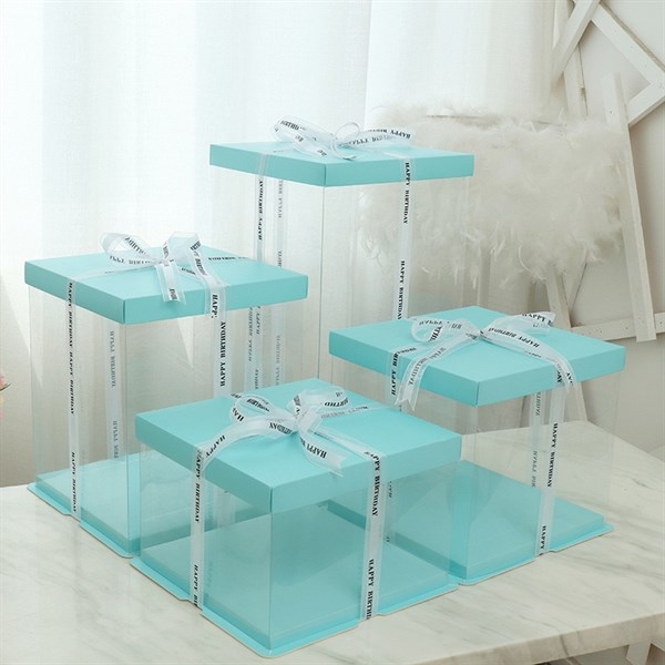 Hộp Nhựa Mika - Vuông Đế Giấy - 26x26cm Cao 31cm