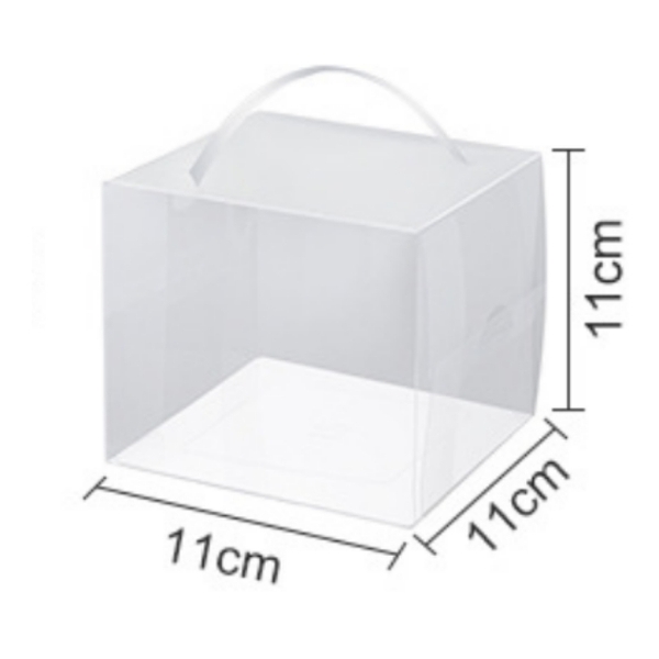 Hộp Nhựa Mika - Vuông Quai Rời Đế Giấy - 11x11cm Cao 11cm