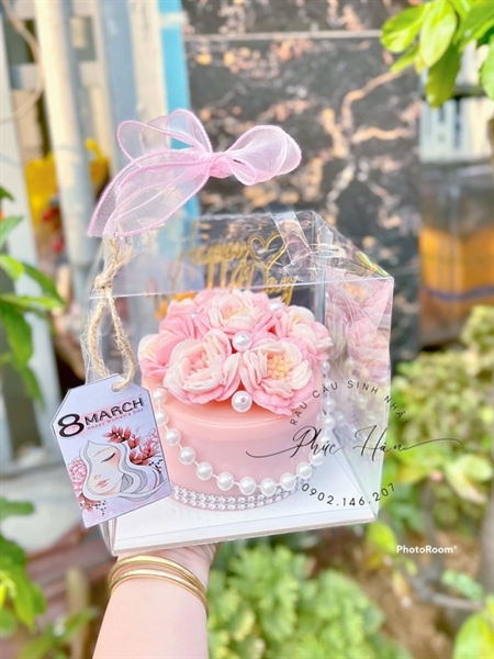 Hộp Nhựa Mika - Vuông Quai Rời Đế Giấy - 1 Hộp 19x19cm Cao 15cm
