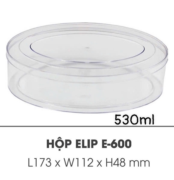 Hộp Nhựa - Oval 17x4.8cm - 530ml Mika Cứng Giòn