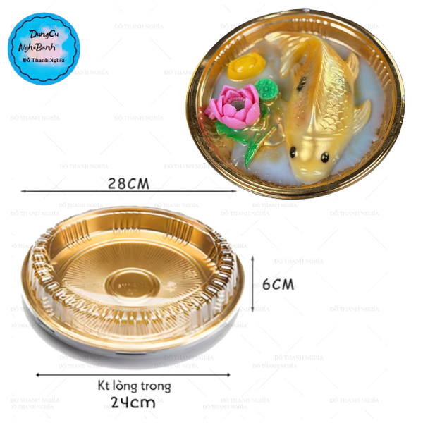 Hộp Nhựa - Tròn Đế Vàng 28cm Cao 6cm