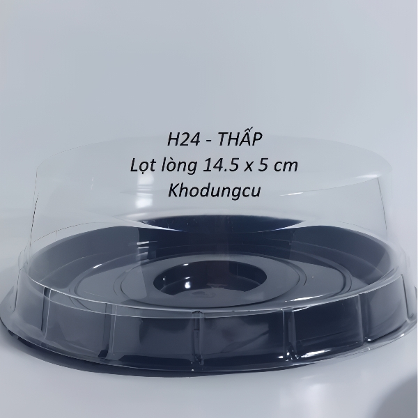 Hộp Nhựa - Tròn H24 - 14cm Cao 5.5cm - Đế Đen