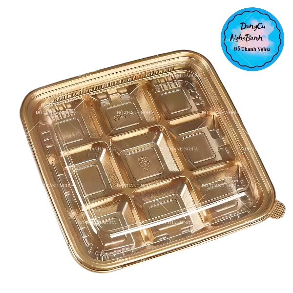 Hộp Nhựa - Vuông 9 Ngăn JHL999 - 21x21x5cm Đế Vàng