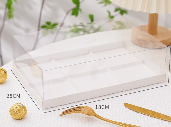 Hộp Nhựa - Vuông Đế Giấy - 6 Ngăn 9x9cm Cao 8cm