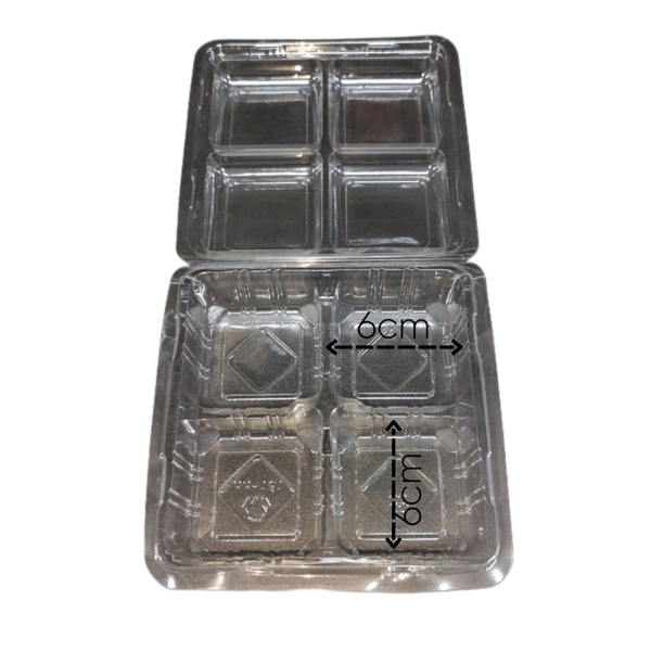 Hộp Nhựa - Vuông Nắp Gập H161 - 4 Ngăn 4x5cm Cao 5cm