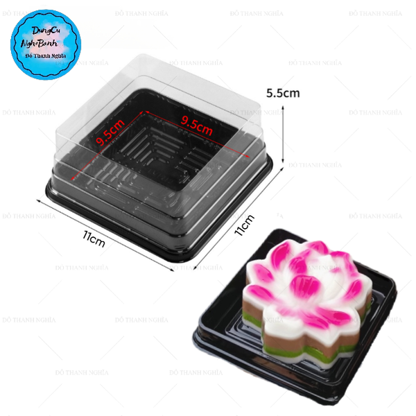 Hộp Nhựa - Vuông XY10 - 10x10cm Cao 5.5cm  Đế Đen