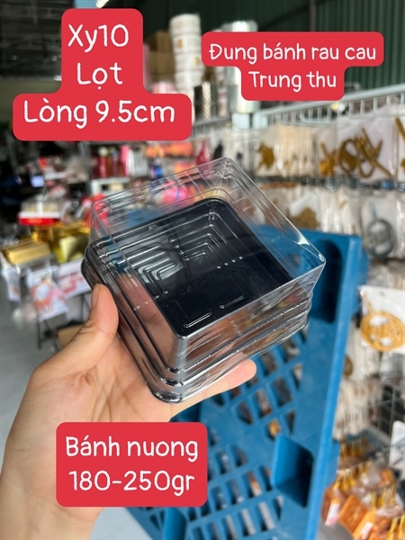 Hộp Nhựa - Vuông XY10 - 10x10cm Cao 5.5cm  Đế Đen