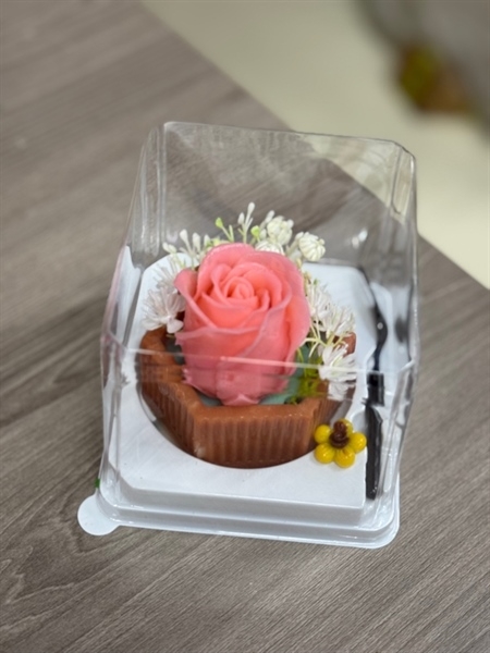 Hộp Nhựa - Vuông XY902 Kèm Nĩa - 8.3cm cao 10cm Đế Trắng