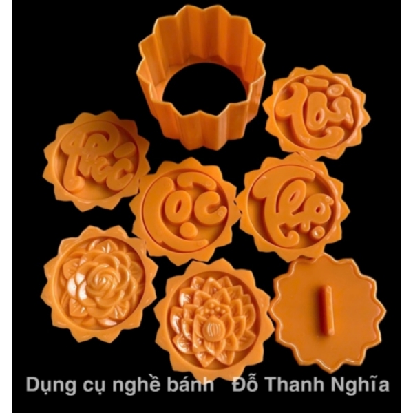 Khuôn Ấn Xôi - Cánh Sen Tròn - PLT08 - Set 6 Phúc Lộc Thọ Tài Sen Hồng 10cm