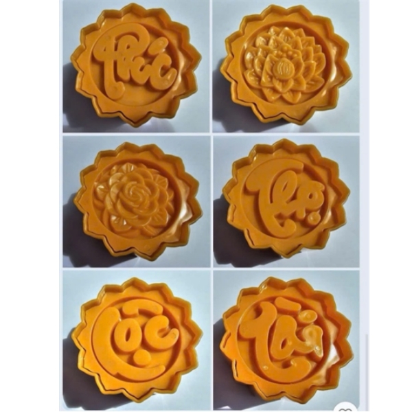Khuôn Ấn Xôi - Cánh Sen Tròn - PLT08 - Set 6 Phúc Lộc Thọ Tài Sen Hồng 10cm