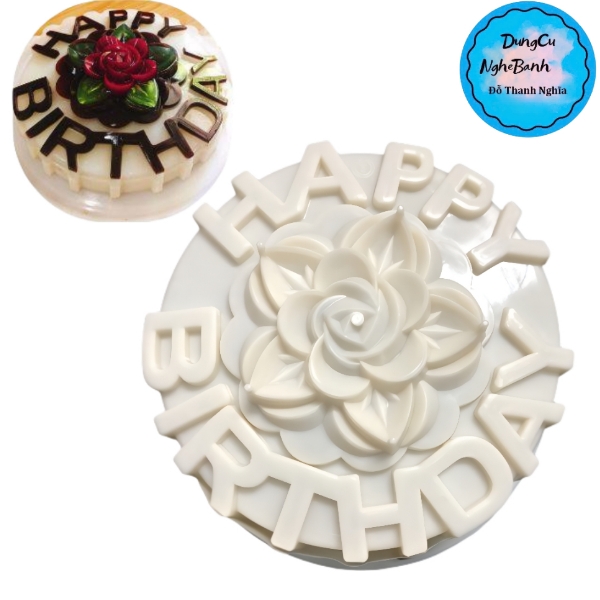Khuôn Cơm Nhựa - Xôi - Thạch 18-21cm - CN11 - Chữ Happy Birthday Tròn