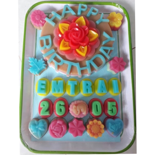 Khuôn Cơm Nhựa - Xôi - Thạch 18-21cm - CN11 - Chữ Happy Birthday Tròn