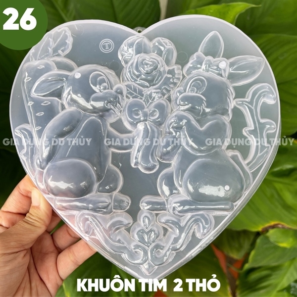 Khuôn Nhựa Cứng VT - 20cm - M26 - Tim Con Thỏ 2c
