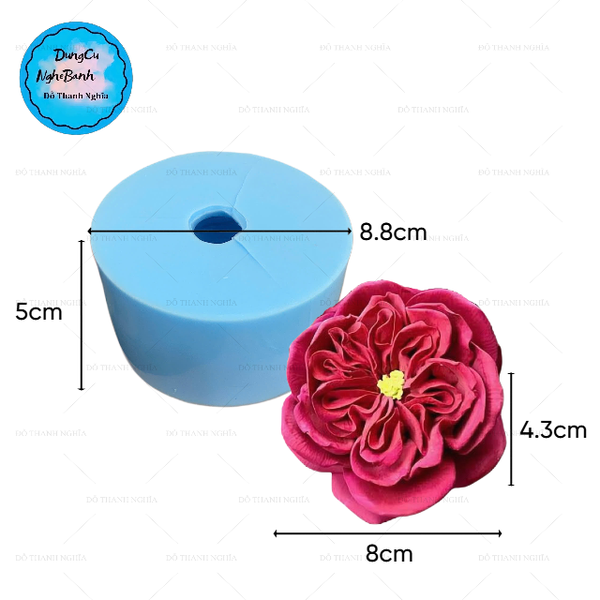 Khuôn Silicon - Hoa Hồng Lai - Hồng Anh - 8cm