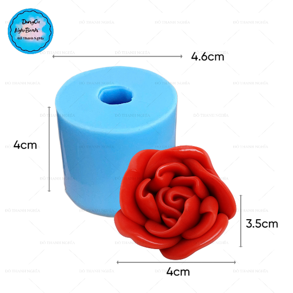 Khuôn Silicon - Hoa Hồng Lai - Hồng Anh - 4cm