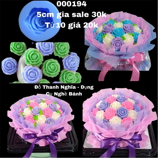 Khuôn Silicon - Hoa Hồng Nở - 5cm - Cánh Mỏng N