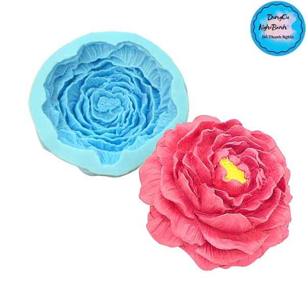 Khuôn Silicon - Hoa Mẫu Đơn - 8cm - Nhụy Xòe Khuôn Mỏng