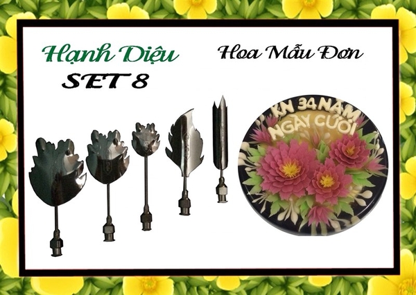 Kim 3D Inox - Bộ 5 - Mẫu 08 Hoa Mẫu Đơn