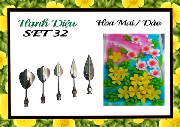 Kim 3D Inox - Bộ 5 - Mẫu 32 Hoa Mai Đào