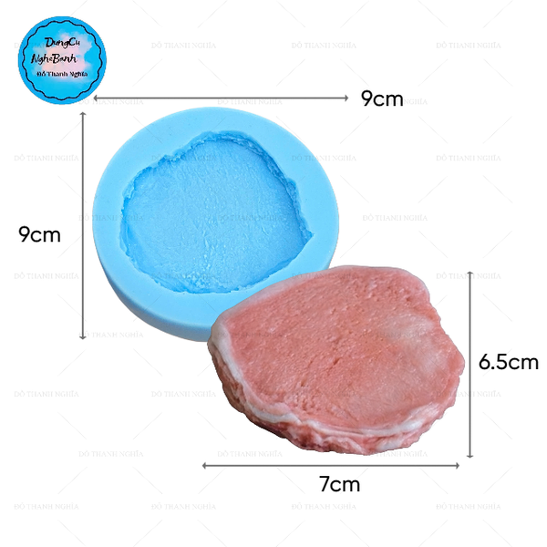 Khuôn Silicon - Món Ăn - Miếng Thịt - Tròn 7.1cm