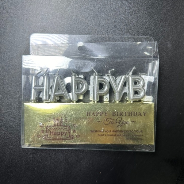 Nến Nhũ Happy Birthday - hồng phấn